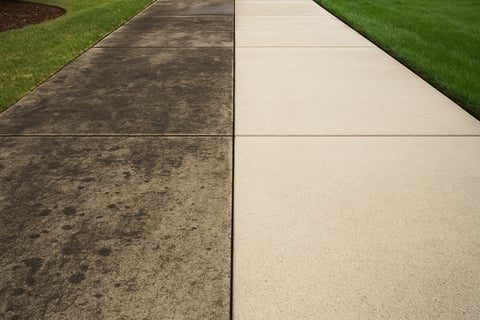before and after photo of pressure washing in Dayton Ohio