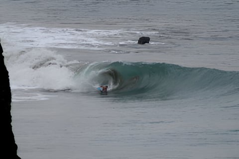 perfect left been ridden by a bodyboarder
