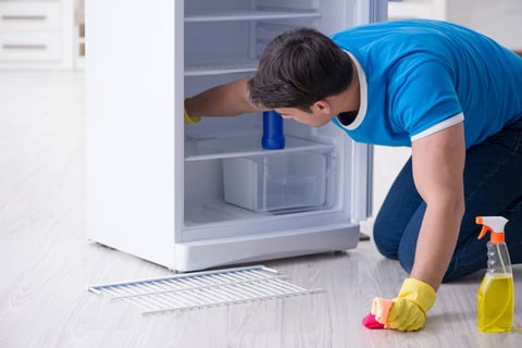 Technician is cleaning the fridge