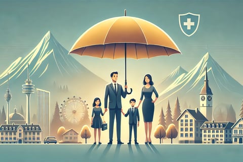 image illustrant la protection offerte par l’assurance décès, avec une famille sous un parapluie symbolisant la sécurité fina
