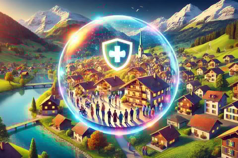 représentant l'idée de protection et d'accessibilité pour tous dans un cadre suisse.