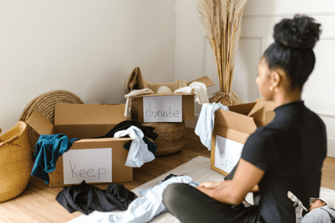 young lady decluttering her home 