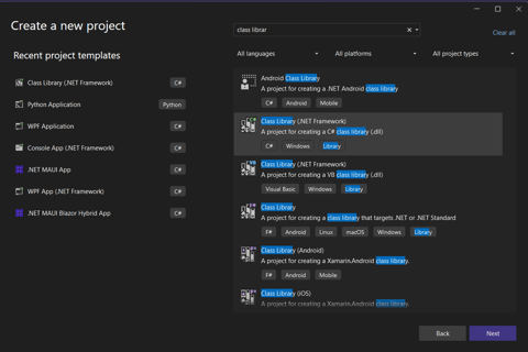Visual Studio Class Library File Set up