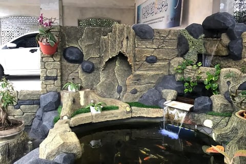 kolam renang ikan hias cocok untuk dekorasi taman dan rumah.