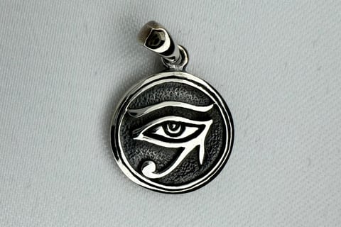 Eye of Ra Disc Sterling Silver Pendant