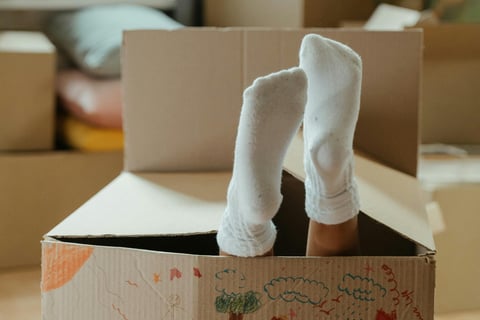 jouer avec une boîte en carton
