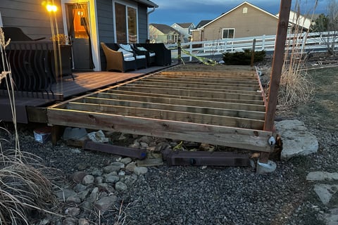 a deck with framing exposed