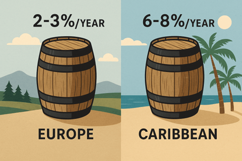 Angel's share in Europe and the Carribean