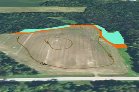 The orange represents switchgrass screening off the food plot in green. 