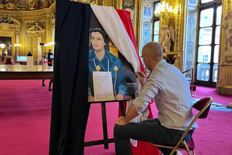 Sebastien Boucard peint Simone Veil au Sénat