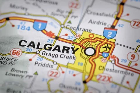 Map of Calgary with highlighted service areas.