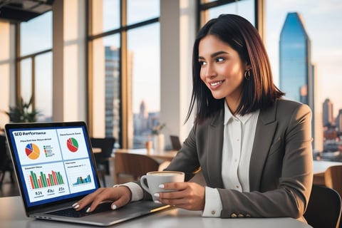 digital marketing consultant, presenting SEO and social media results report and Google My Business