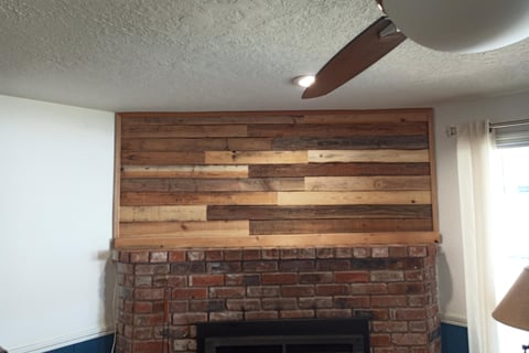 Fireplace with wood top