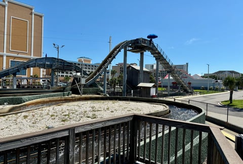 Log flume hills from the ride station