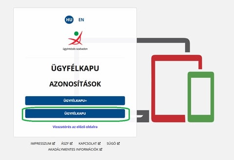 Ügyfélkapu+ regisztráció 1. lépés