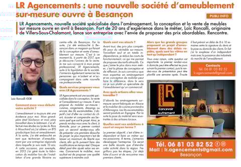 article de presse hebdo25 LR Agencements