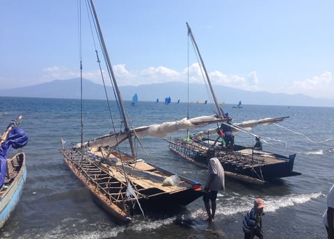 Sailing canoe race, Kenu and Kundu Festival, Alotau, Papua New Guinea, 2015