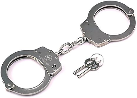 handcuffs with two keys silver in color