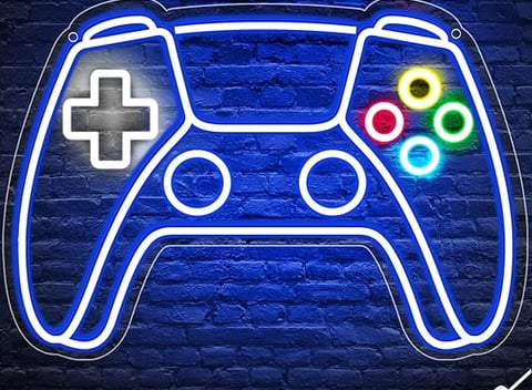 a neon - lit neon - lit video game controller controller