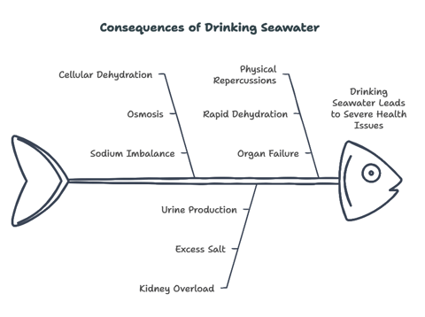 a graph explaining the consequences of drinking sea water