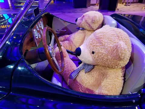 Teddy Bears driving a car on Harmony of The Seas