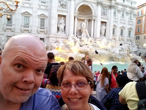 Lady and The Pirate at the Trevi Fountain in Rome, Italy