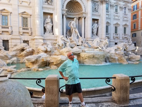 The Pirate's shirt matches the Trevi Fountain in Rome, Italy