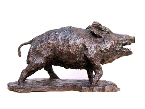 Oeuvre d'artiste- sanglier en bronze- art animalier