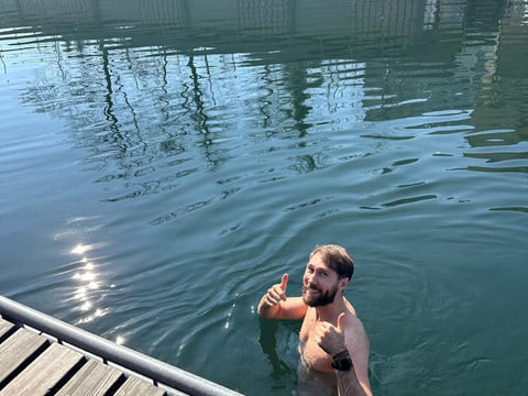 Limmat River - cold plunge with Mindaugas