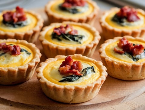 a bunch of small pie crusts on a wooden board