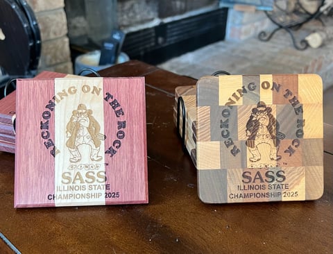 Reckoning on the Rock engraved coaster set