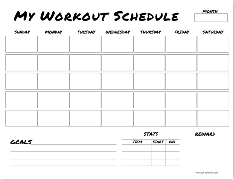 calendar, workout schedule