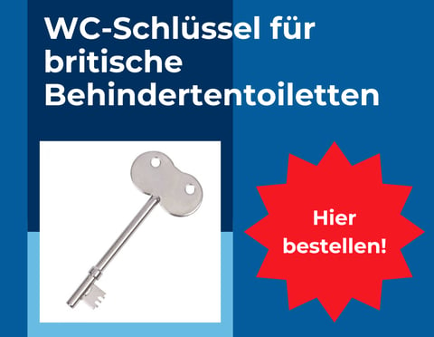 Werbung: WC-Schlüssel für britische Behindertentoiletten. Hier bestellen!