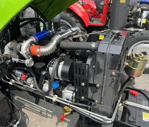 a tractor with a large engine and a large engine