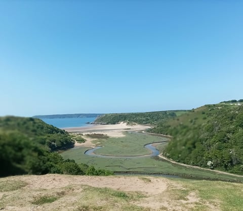 We walked to Three Cliffs Bay