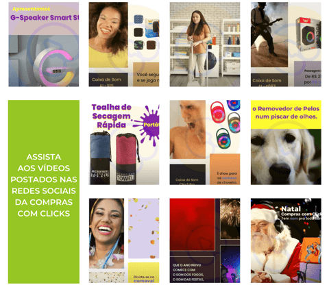 Mosaico com diversos posts da loja comprascomclicks.com criado por jorgeredator.com.br.