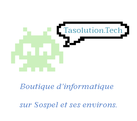 ceci est le logo de tasolution.tech, un petit alien pixel avec une bulle pixelisé