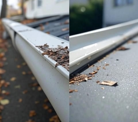before and after gutter cleaning in salt lake city by peak wash