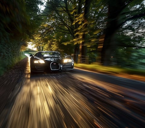 Bugatti Veyron speeding down an English country lane - Steroidal Neurodiversity!