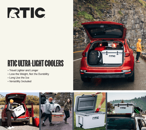 RTIC 52 Quart Ultra-Light, one of the best hard coolers 2025, shown at a US campsite, ideal for ice 