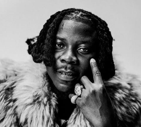 Stonebwoy in a black and white picture.