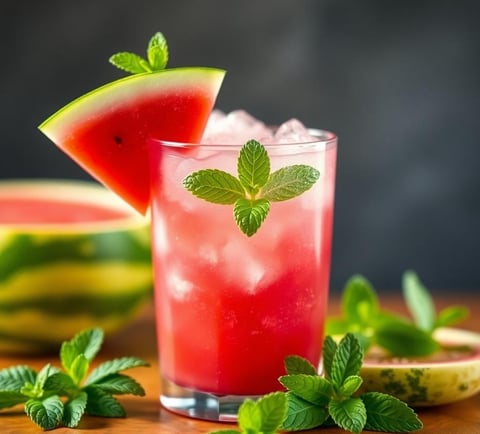 a watermelon drink with a slice of watermelon