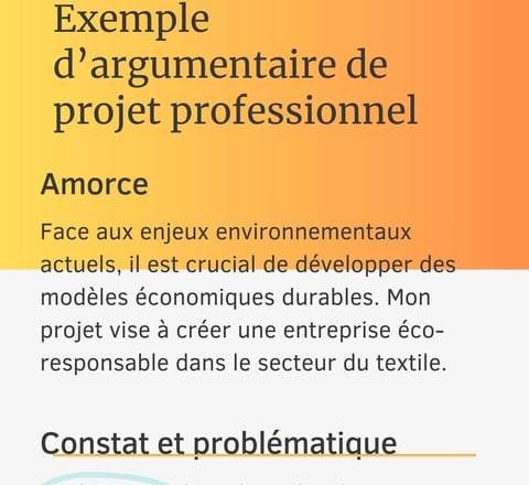 Exemple d’argumentaire de projet professionnel