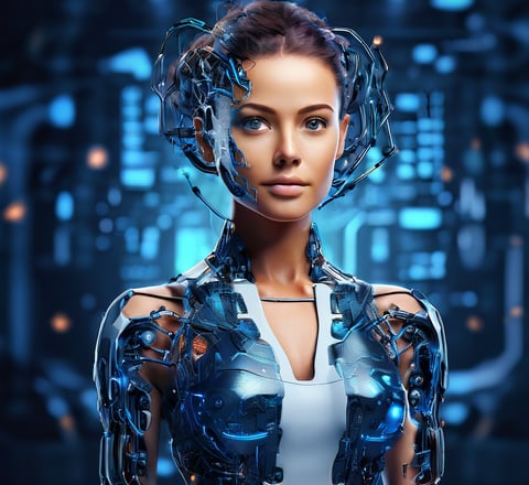 Mix of a female Human and AI