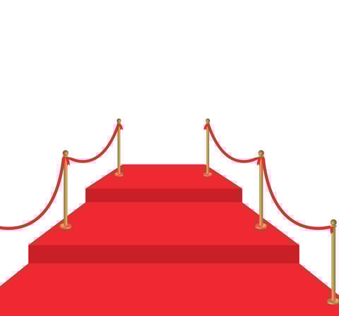 a red carpet with a red carpet and rope rope