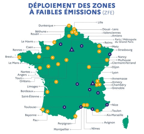 cartes ZFE (zones à faibles émissions)