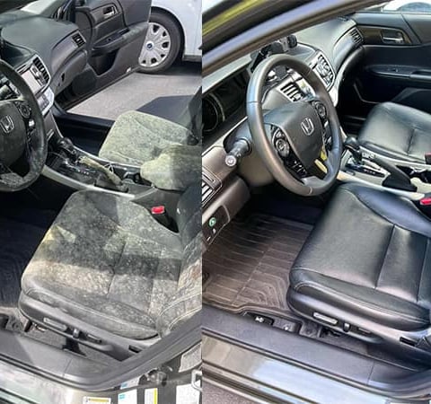 Interior Detailing Image “Deep interior car detailing with steam cleaning and vacuuming of seats"