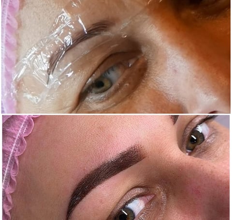  Auugenbraen von einer professionellen Kosmetikerin gestalten lässt, mit Permanent Make-Up Pudertech