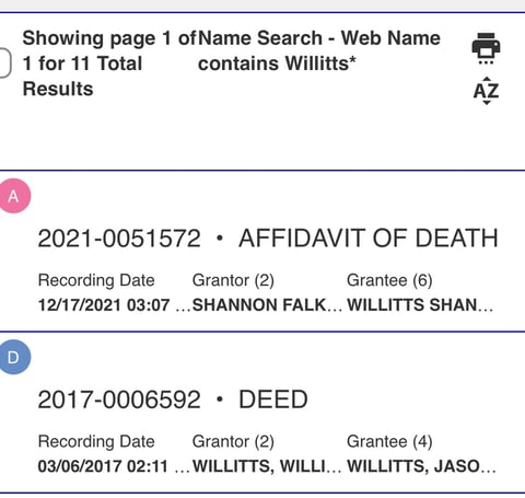 Death affidavit for Shannon Falk in California