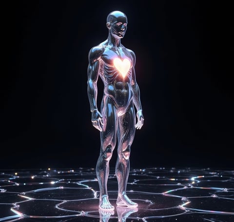 a man standing in a circle with a heart in the center